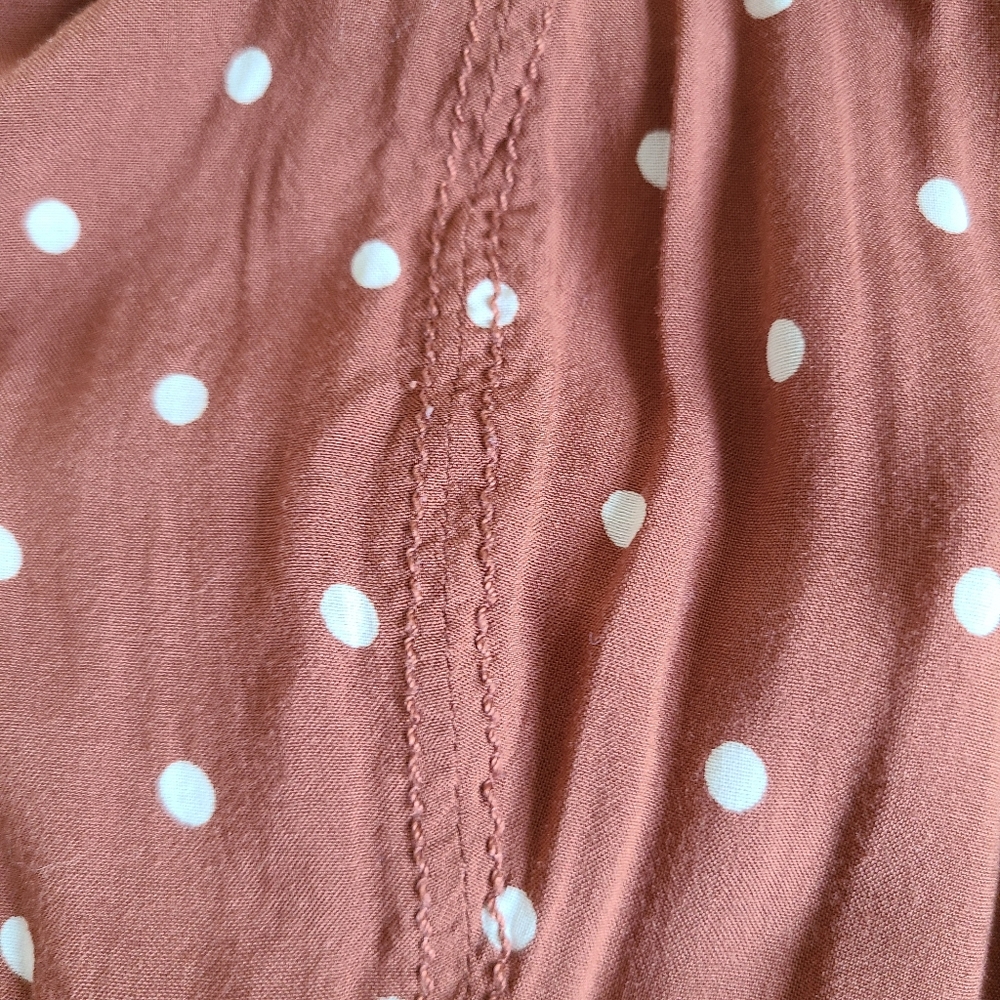 Anthropologie Rust Polka Dot Midi Dress - Picture 14 of 16
